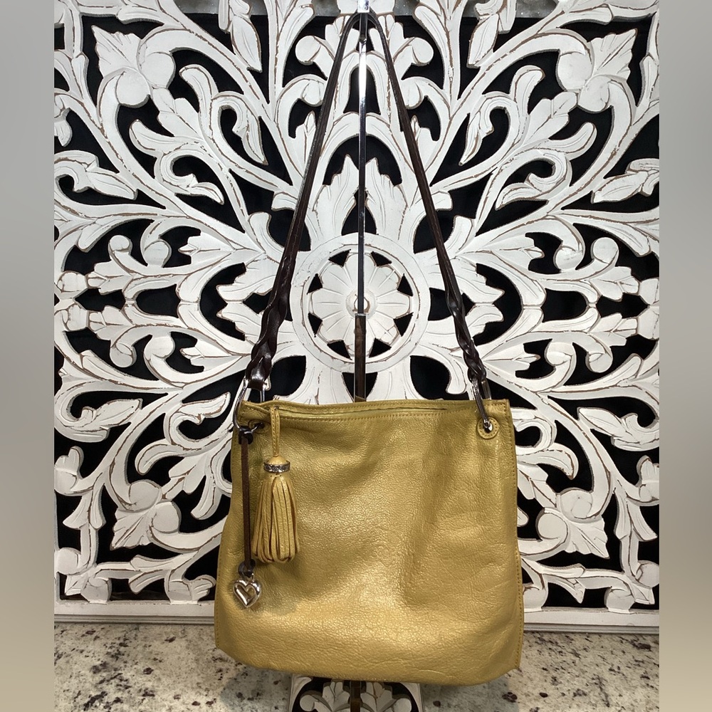 Brighton Meredith Leather Shoulder Bag Mustard Yellow